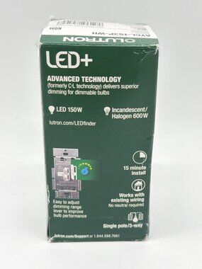 Lutron AYCL-153P-WH Ariadni LED+ Dimmer Switch White For Single-Pole/3-Way 600W